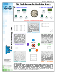 Resistor Networks - Thin Film Technology Corp.