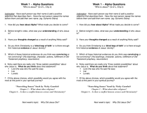 Week 1 ~ Alpha Questions Week 1 ~ Alpha Questions