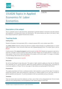 Topics in Applied Economics IV - Barcelona Graduate School of