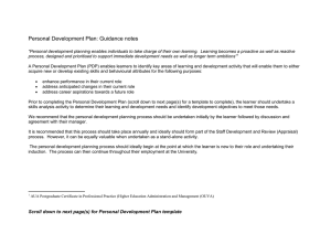 My development objectives - Personal and Professional Development