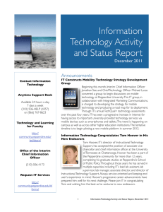 Information Technology Activity and Status Report