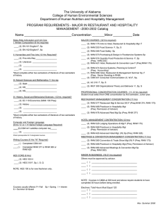 University of Alabama course checklist `00 – `02 catalog