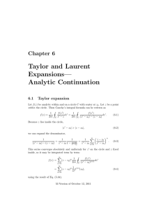 Taylor and Laurent Expansions— Analytic Continuation