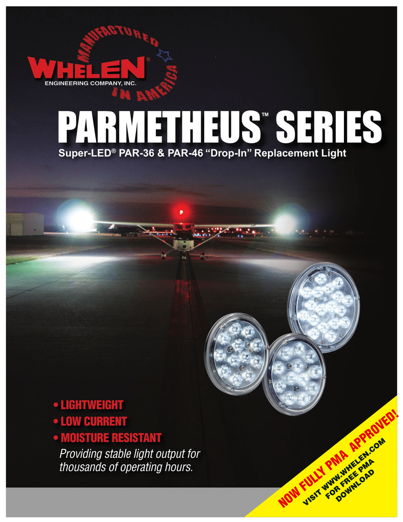 Whelen 01-0771424-25 Model PLED2T Parmetheus 28VDC LED PAR36 Taxi Light 