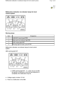 Malfunction indication via indicator lamps for level control system