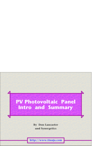 PV Photovoltaic Panel Intro and Summary