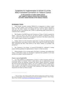 Guidelines for implementation of Article 5.3 of the WHO Framework