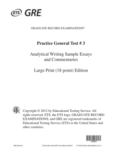 Practice General Test # 3 Analytical Writing Sample Essays and