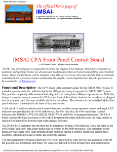 IMSAI 8080 CPA Front Panel