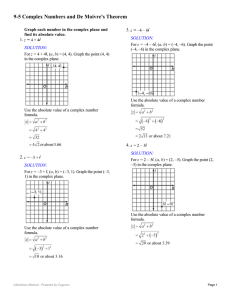 9-5 Complex Numbers and De Moivre`s Theorem
