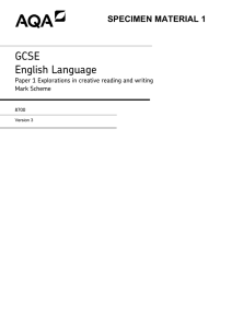 GCSE English Language Specimen mark scheme Paper 1