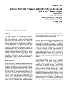 Exhaust Manifold Pressure Estimation Diesel Equipped with a VGT