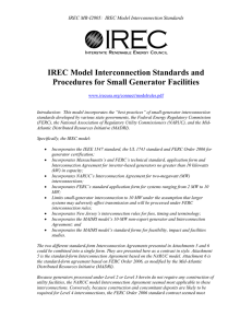 IREC Model Interconnection Standards and Procedures for Small