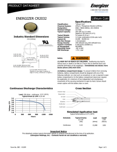 energizer cr2032 - Energizer Technical Information