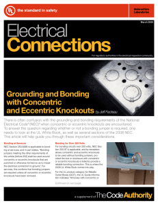 Grounding and Bonding with Concentric and Eccentric Knockouts