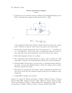 Dr. Müstak E. Yalçın Circuit and System Analysis Project 1. Consider