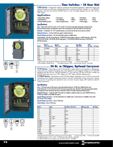 Time Switches – 24 Hour Dial 24 Hr. w/Skipper, Optional Carryover