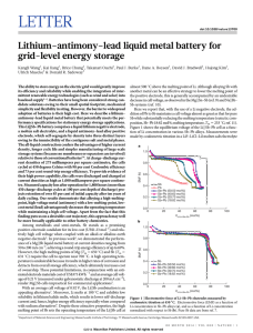 Lithium-antimony-lead liquid metal battery for grid-level energy