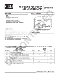 UPC8195K TX-IF SiMMIC FOR W-CDMA AGC + I/Q MODULATOR