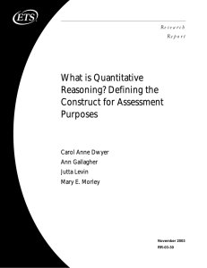 What is Quantitative Reasoning? Defining the Construct for