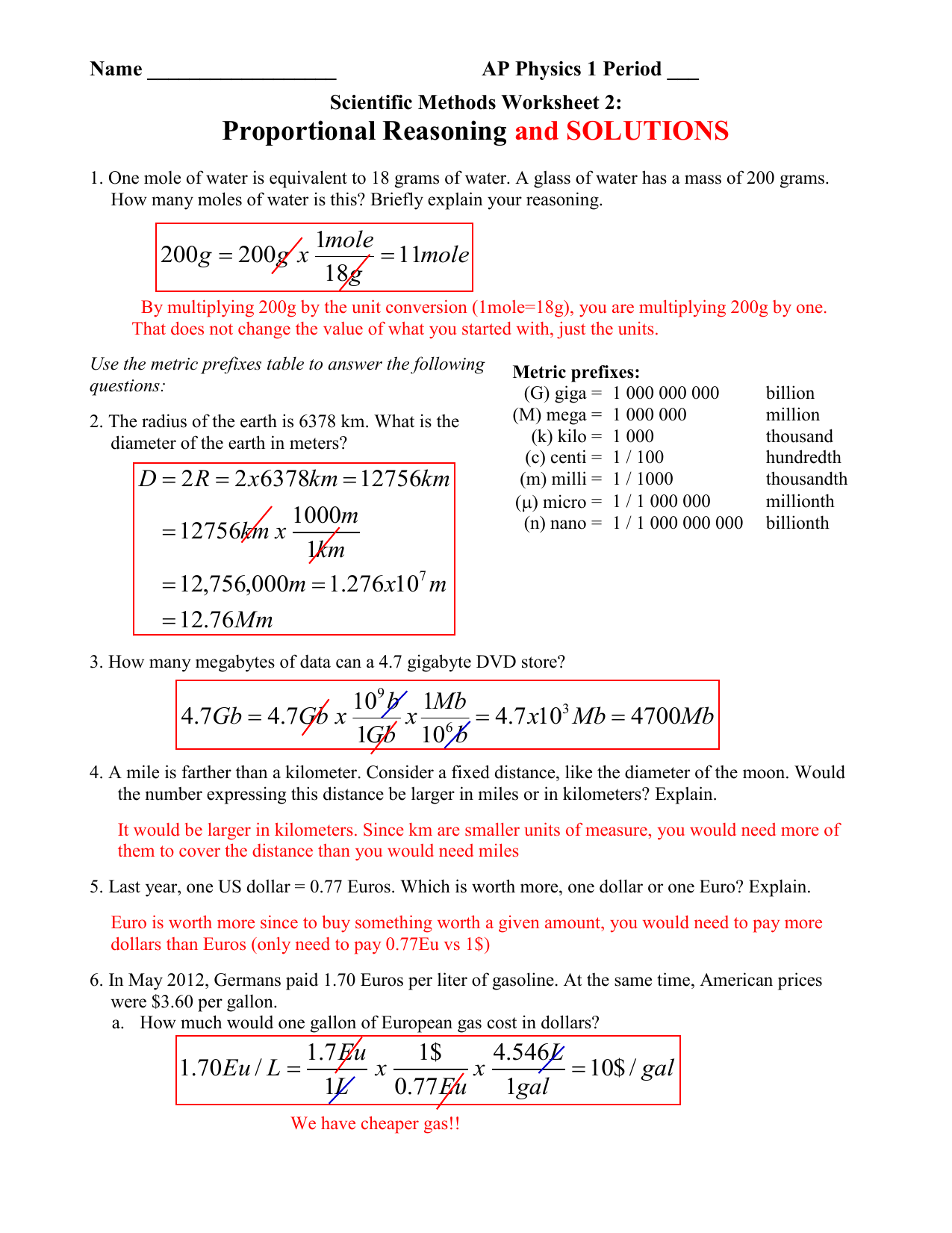 Scientific Method Worksheet Answer Key