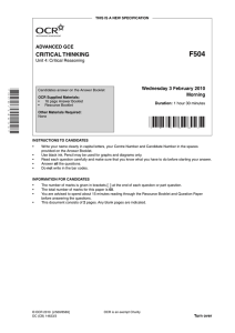 Unit F504/01 - Unit 04 - Critical reasoning