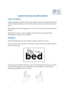 Support Pack for b-d-p Letter Confusion Letter orientation Strategies