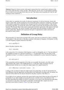 Introduction Definition of Group Delay