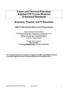 Adapted CTE Course Blueprint - North Carolina Public Schools