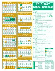 Frisco ISD School Calendar 2016-2017