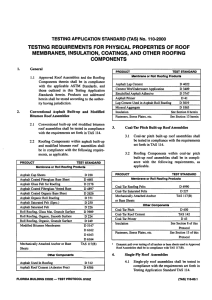 testing requirements for physical properties of roof