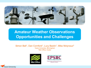 Amateur Weather Observations Opportunities and Challenges