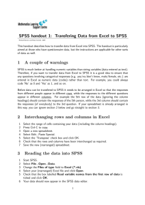 SPSS handout 1: Transfering Data from Excel to SPSS 1 A couple of