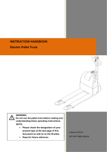 INSTRUCTION HANDBOOK Electric Pallet Truck