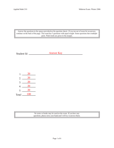 Student Id: Answer Key 1. 20 2. 20 3. 20 4. 20 5. 20 Total 100