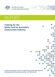 Training for the `White Card` for Australia`s Construction Industry