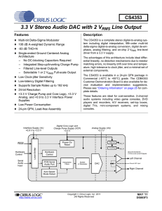 3.3 V Stereo Audio DAC with 2 VRMS Line Output