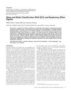 Sleep and Wake Classification With ECG and Respiratory Effort