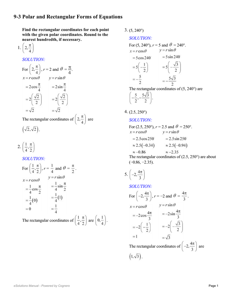 29-29 Polar and Rectangular Forms of Equations