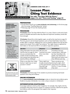 Lesson Plan: citing Text Evidence - Common Core