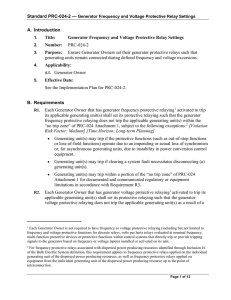 A. Introduction Title: Generator Frequency and Voltage Protective