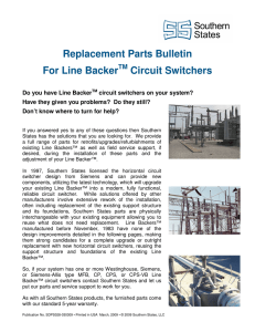 Replacement Parts Bulletin For Line Backer Circuit Switchers