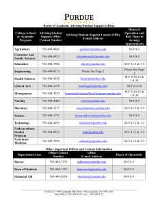 Roster of Academic Advising/Student Support Offices College