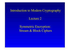Introduction to Modern Cryptography Lecture 2 Symmetric