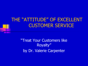 THE “ATTITUDE” OF EXCELLENT CUSTOMER SERVICE