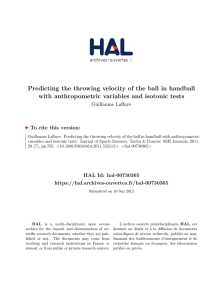 Predicting the throwing velocity of the ball in handball with