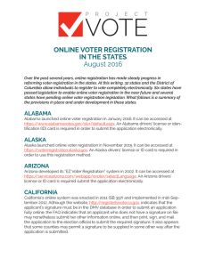 ONLINE VOTER REGISTRATION IN THE STATES August 2016