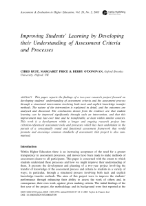 Improving Students` Learning by Developing their Understanding of