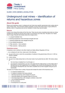 Underground mines - identification of returns and hazardous zones