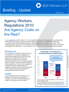 Briefing - Update Agency Workers Regulations 2010: Are Agency